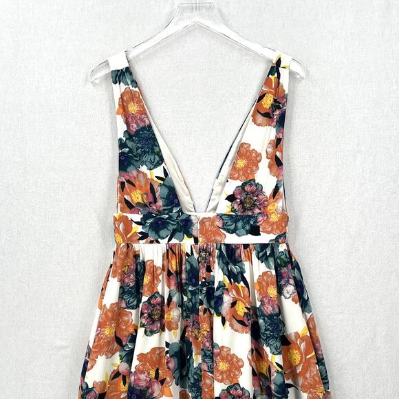 NBD Lightning Floral Print Skater Dress Women Medium White Multi Plunging V-neck - Picture 9 of 16